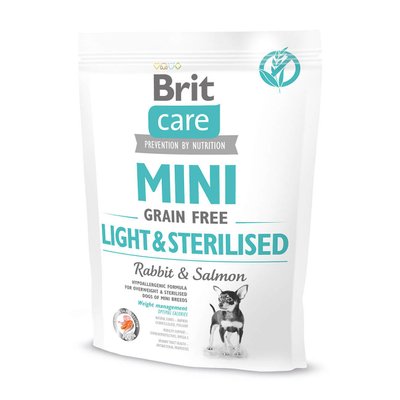 Сухой корм для собак Brit Care Grain Free Mini Light & Sterilised 400 г - лосось и кролик - masterzoo.ua