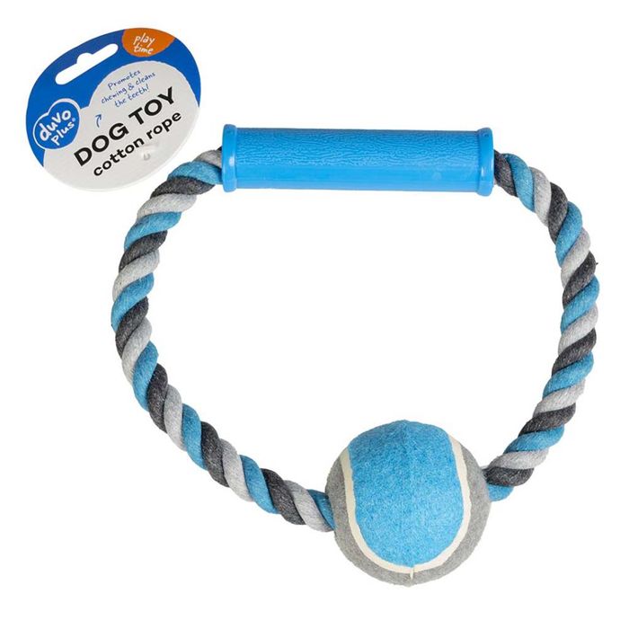 Іграшка для собак Duvo+ Кільце-канат з м'ячем 18 см (текстиль) - masterzoo.ua