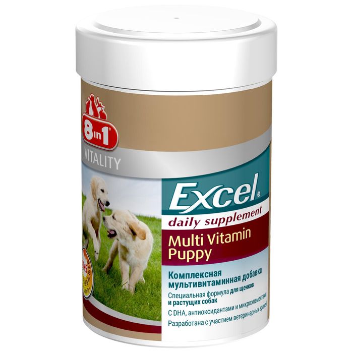Вітаміни для цуценят та молодих собак 8in1 Excel «Multi Vitamin Puppy» 100 таблеток (мультивітамін) - masterzoo.ua