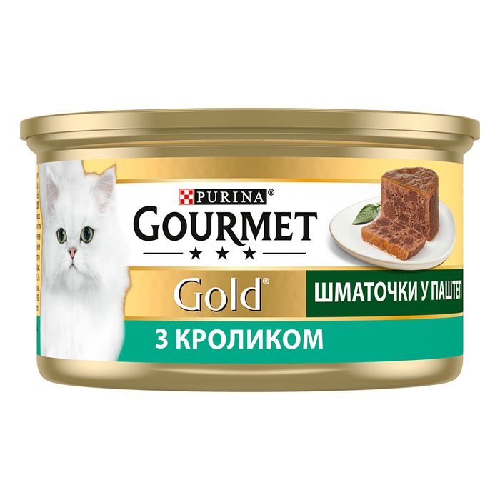 Вологий корм для котів Gourmet Gold Pieces in Pate Rabbit 85 г (кролик) - masterzoo.ua