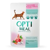Вологий корм для дорослих котів Optimeal 85 г (ягня і овочі)