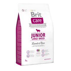 Сухий корм для цуценят та молодих собак великих порід (вагою від 25 кг) Brit Care Junior Large Breed Lamb & Rice 3 кг (ягня та рис) - masterzoo.ua