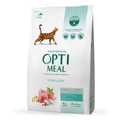 Сухой корм для стерилизованных кошек и кастрированных котов Optimeal 4 кг (индейка и овес) - masterzoo.ua