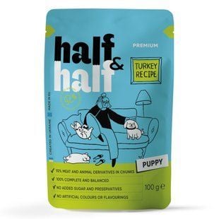 Вологий корм для цуценят Half&Half Puppy 100 г - індичка - masterzoo.ua