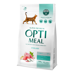 Сухой корм для кошек Optimeal Sterilised 700 г - индейка и овес - masterzoo.ua