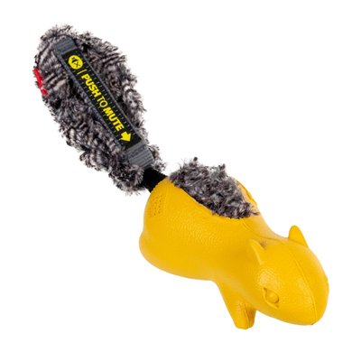 Игрушка для собак GiGwi Push to mute Белка с отключаемой пищалкой | 30 см (желтый) - masterzoo.ua