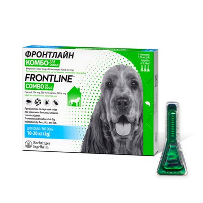 Капли на холку для собак Boehringer Ingelheim (Merial) «Frontline Combo» (Фронтлайн Комбо) от 10 до 20 кг, 1 пипетка (от внешних паразитов) - masterzoo.ua