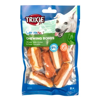Ласощі для собак Trixie Кістка для чищення зубів Denta Fun 5 см, 120 г / 8 шт. (курка) - masterzoo.ua