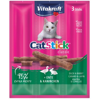 Ласощі для котів Vitakraft м'ясні палички 3 шт х 6 г (качка та кролик) - masterzoo.ua