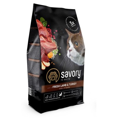 Сухий корм для котів Savory Adult Cat Sensitive Digestion Fresh 400 г - ягня та індичка - masterzoo.ua