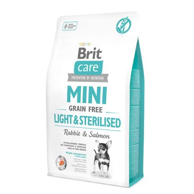 Сухий корм для собак Brit Care Grain Free Mini Light & Sterilised 2 кг - кролик і лосось - masterzoo.ua