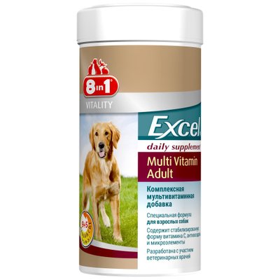 Витамины для взрослых собак 8in1 Excel «Multi Vitamin Adult» 70 таблеток (мультивитамин) - masterzoo.ua