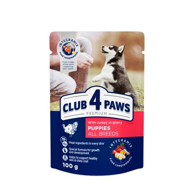 Влажный корм для щенков Club 4 Paws Premium pouch 100 г (индейка) - masterzoo.ua