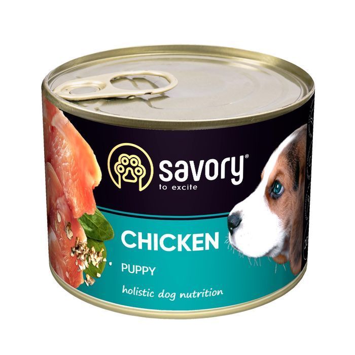 Упаковка влажного корма для щенков Savory Puppy 6 шт х 200 г - курица - masterzoo.ua