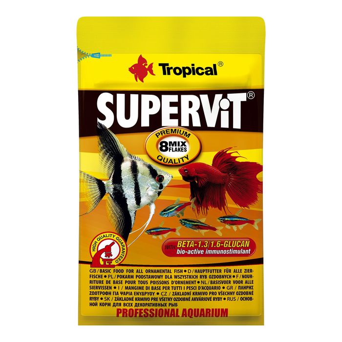 Сухий корм для акваріумних риб Tropical в пластівцях «Supervit» 12 г (для всіх акваріумних риб) - masterzoo.ua