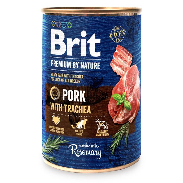 Вологий корм для собак Brit Premium By Nature Pork with Trachea 800 г (свинина) - masterzoo.ua