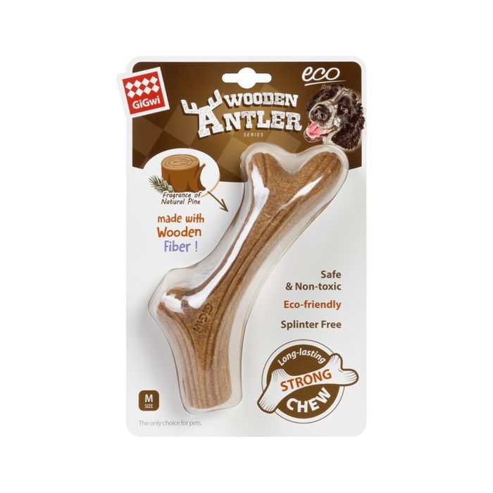 Игрушка для собак GiGwi Wooden Antler Рог жевательный M / 19 см - masterzoo.ua