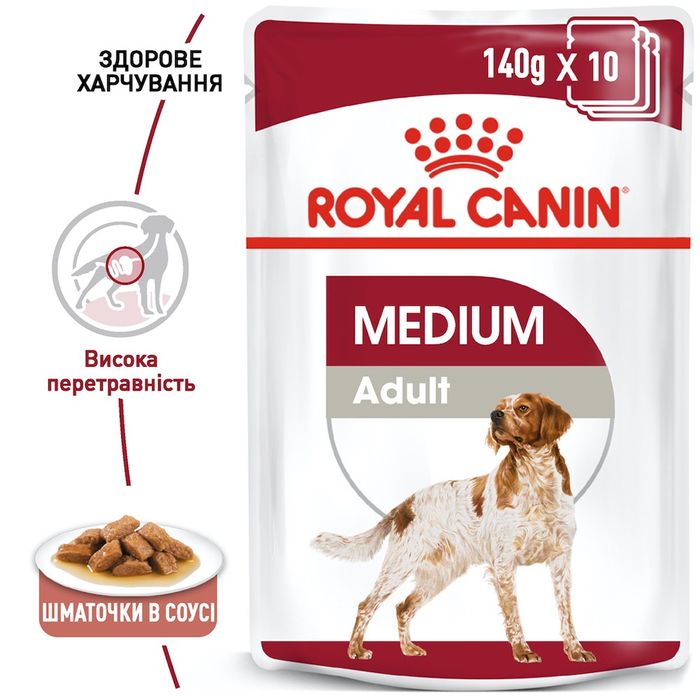 Влажный корм для взрослых собак средних пород Royal Canin Medium Adult 140 г - домашняя птица - masterzoo.ua