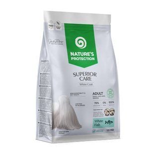 Cухий корм для собак Nature's Protection Superior Care White Dogs Grain Free Adult Small & Mini Breeds 1,5 кг - біла риба - masterzoo.ua