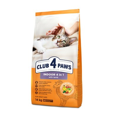 Сухой корм для кошек, живущих в помещении Club 4 Paws Premium 14 кг (ягненок) - masterzoo.ua