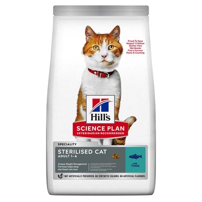 Сухой корм для кошек Hill's Science Plan Sterilised Adult 1-6 | 3 кг - тунец - masterzoo.ua