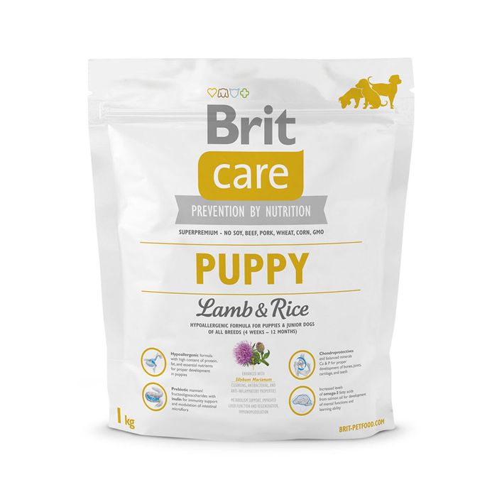 Сухий корм для цуценят всіх порід Brit Care Puppy Lamb & Rice 1 кг (ягня та рис) - masterzoo.ua