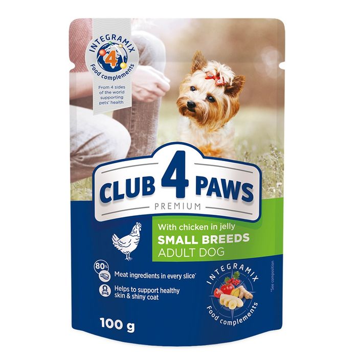 Вологий корм для собак Club 4 Paws Premium pouch 100 г (курка) - masterzoo.ua