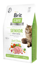 Сухий корм для літніх котів із зайвою вагою Brit Care Cat GF Senior Weight Control 2 кг (курка) - masterzoo.ua