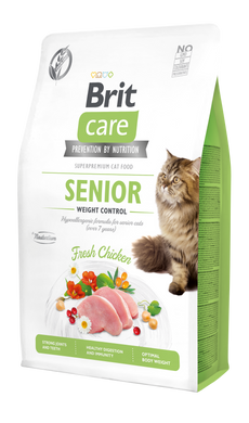 Сухой корм для кошек с лишним весом Brit Care Cat GF Senior Weight Control 2 кг (курица) - masterzoo.ua