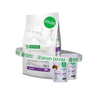 Cухий корм для цуценят Nature's Protection Superior Care White Dogs Grain Free Junior All Breeds 1,5 кг - лосось - masterzoo.ua