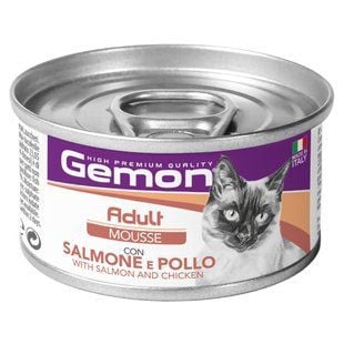 Вологий корм для котів Gemon Adult 85 г - лосось та курка - masterzoo.ua