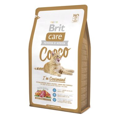 Сухой корм для привередливых кошек с чувствительным пищеварением Brit Care Cat Cocco I am Gourmand 2 кг (утка и лосось) - masterzoo.ua