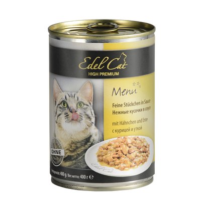 Вологий корм для котів Edel Cat 400 г (курка та качка в соусі) - masterzoo.ua