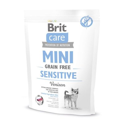 Сухой корм для собак миниатюрных пород с чувствительным пищеварением Brit Care Mini GF Sensitive 400 г (оленина) - masterzoo.ua