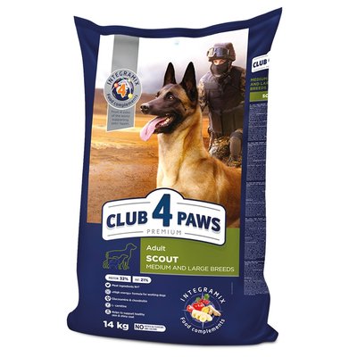 Сухой корм для собак средних и крупных пород Club 4 Paws Premium Scout 14 кг (курица) - masterzoo.ua