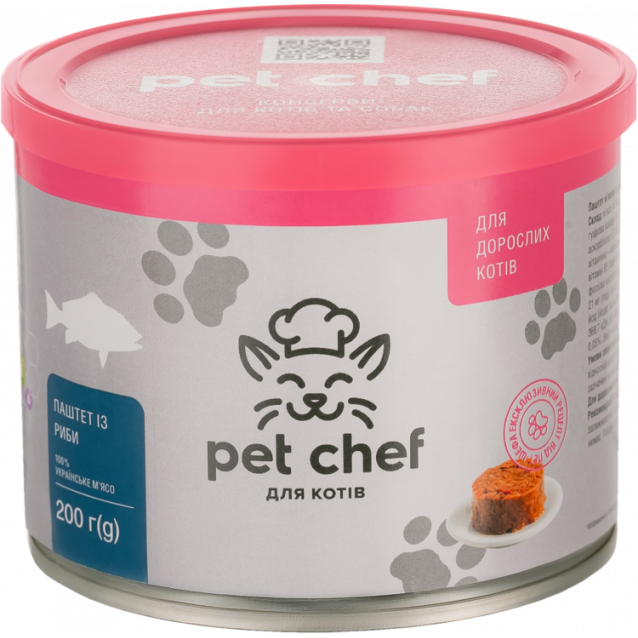 М'ясний паштет для дорослих котів Pet Chef 200 г (риба) - masterzoo.ua
