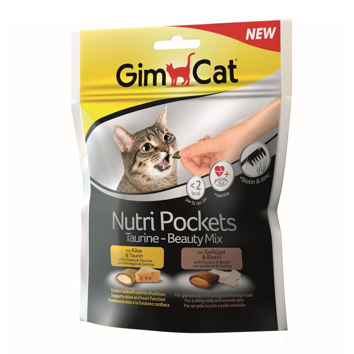 Ласощі для котів GimCat Nutri Pockets Taurine-Beauty Mix 60 г (асорті) - masterzoo.ua