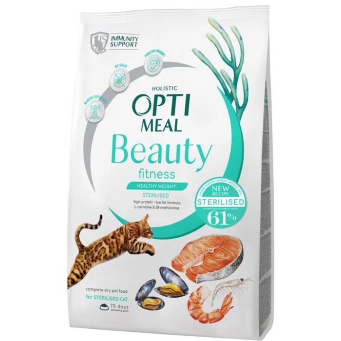 Сухой корм для кошек Optimeal Beauty Fitness Sterilised 1,5 кг - морепродукты - masterzoo.ua