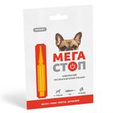 Краплі на холку для собак ProVET «Мега Стоп» від 4 до 10 кг, 1 піпетка (від зовнішніх та внутрішніх паразитів)