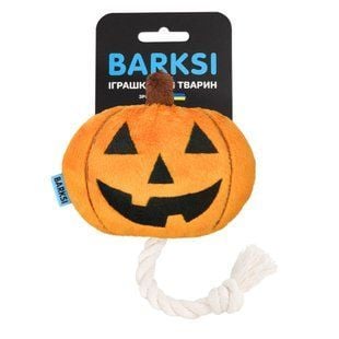 Іграшка для собак Barksi Гарбузик зі шнурком 26х12 см - помаранчевий - masterzoo.ua