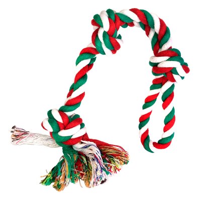 Іграшка для собак Master Zoo новорічна мотузка з трьома вузлами 6 х 25 см - masterzoo.ua