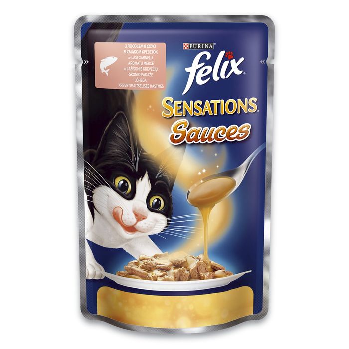 Влажный корм для кошек Felix Sensations Sauces Salmon & Shrimp 100 г - лосось и креветки - masterzoo.ua