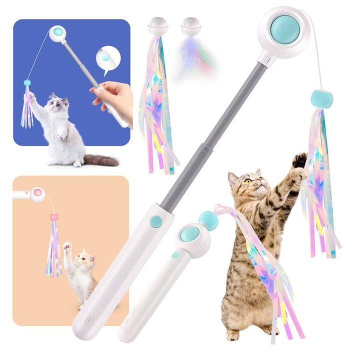 Іграшка для котів Me&Pet Вудочка з лазером 19,6 см - блакитний - masterzoo.ua