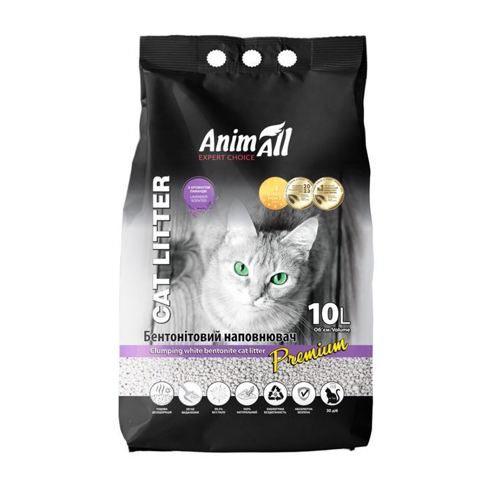 Наповнювач бентонітовий для котячого туалету AnimAll Premium 10 л - лаванда - masterzoo.ua