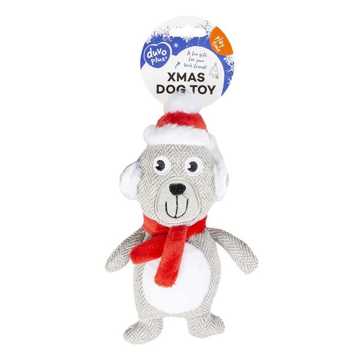 Рождественская игрушка для собак Duvo+ Мишка с пищалкой 22 x 11 x 5 см (плюш) - masterzoo.ua
