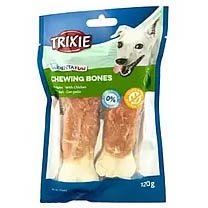 Ласощі для собак Trixie Кістка для чищення зубів з куркою Denta Fun 17 см 140 г - masterzoo.ua
