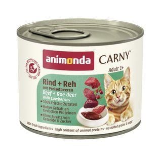 Вологий корм для котів Animonda Carny Adult 200 г - яловичина, оленина та брусниця - masterzoo.ua