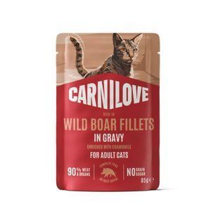 Вологий корм для котів Carnilove Adult Gravy 85 г - дикий кабан та ромашка - masterzoo.ua