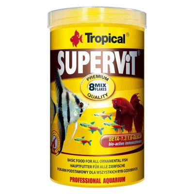 Сухой корм для аквариумных рыб Tropical в хлопьях «Supervit» 1 л (для всех аквариумных рыб) - masterzoo.ua