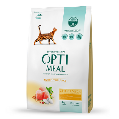 Сухой корм для взрослых кошек Optimeal 4 кг (курица) - masterzoo.ua